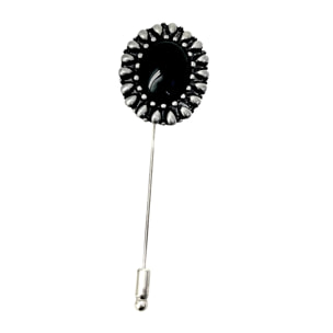 Broche-Alfiler Camafeo negro plata vintage 10µ