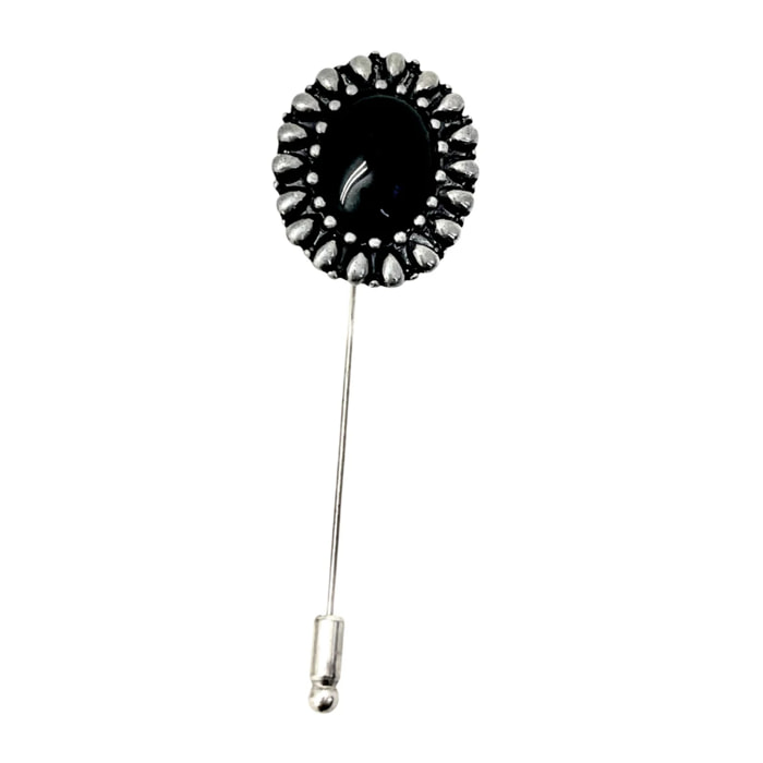 Broche-Alfiler Camafeo negro plata vintage 10µ