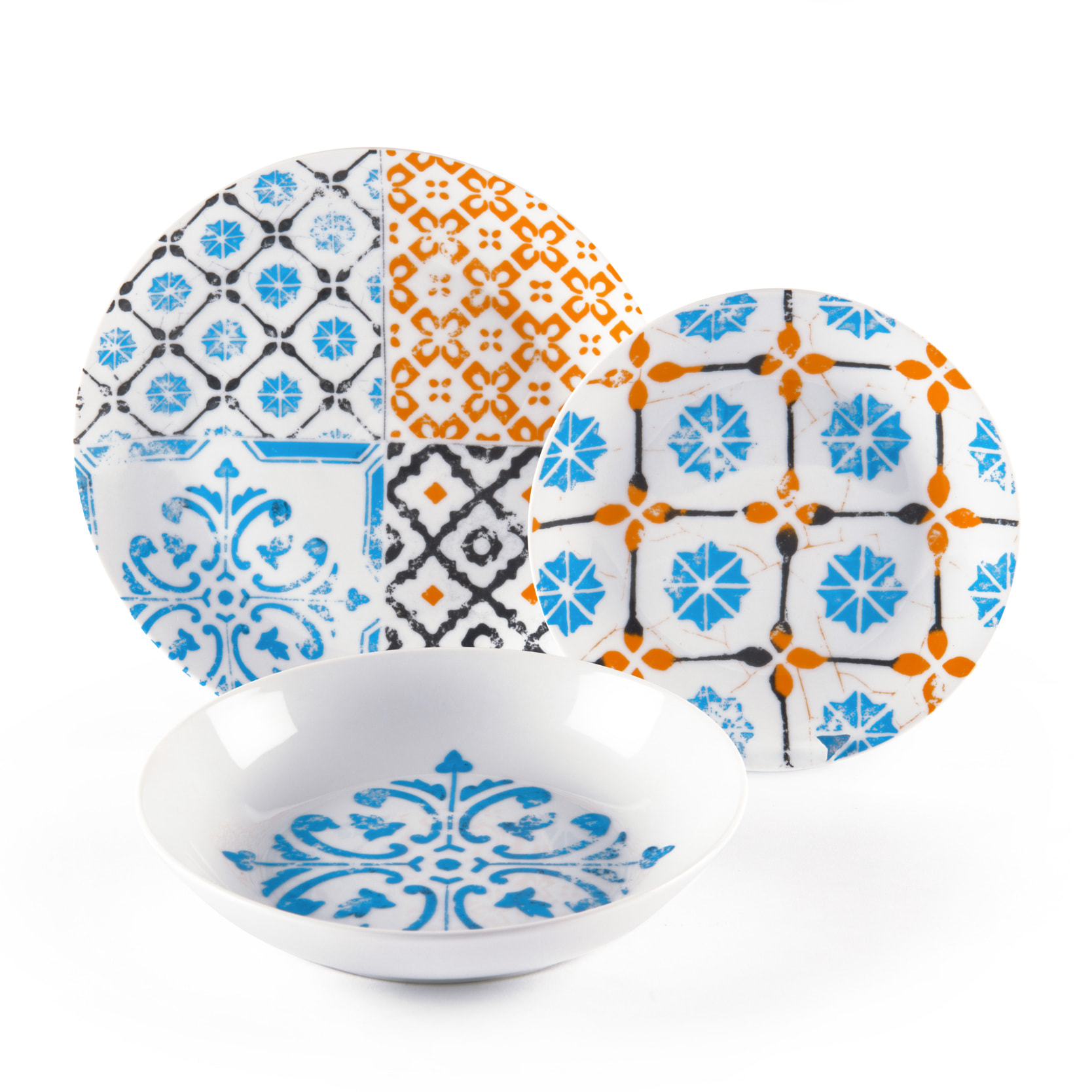 Service de table 18 pièces Excelsa – Maioliche, Porcelaine Multicolore