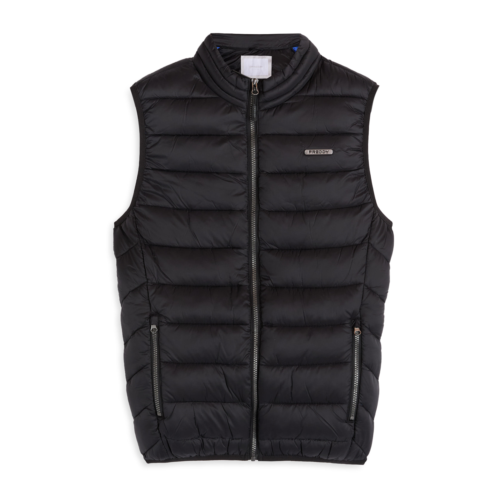Gilet trapuntato con collo alto e zip doppio cursore