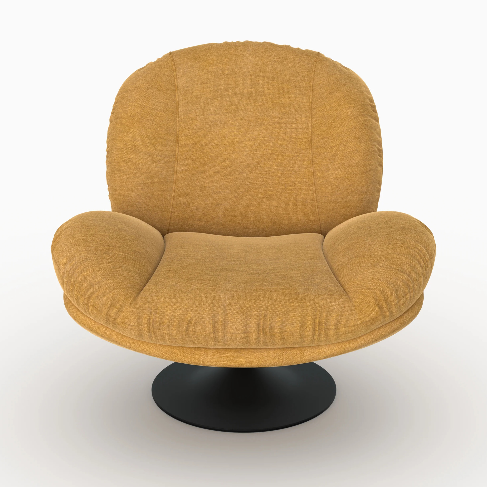 Fauteuil pivotant en tissu effet velours jaune moutarde - Ricci