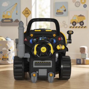 AIYAPLAY Juguete de Motor de Excavadora para Niños, Volante de Juguete con Vapor, Luces y Sonidos, Set de Reparación Mecánico Desmontable, Regalo Educativo para Niños y Niñas de 3-6 Años, Amarillo