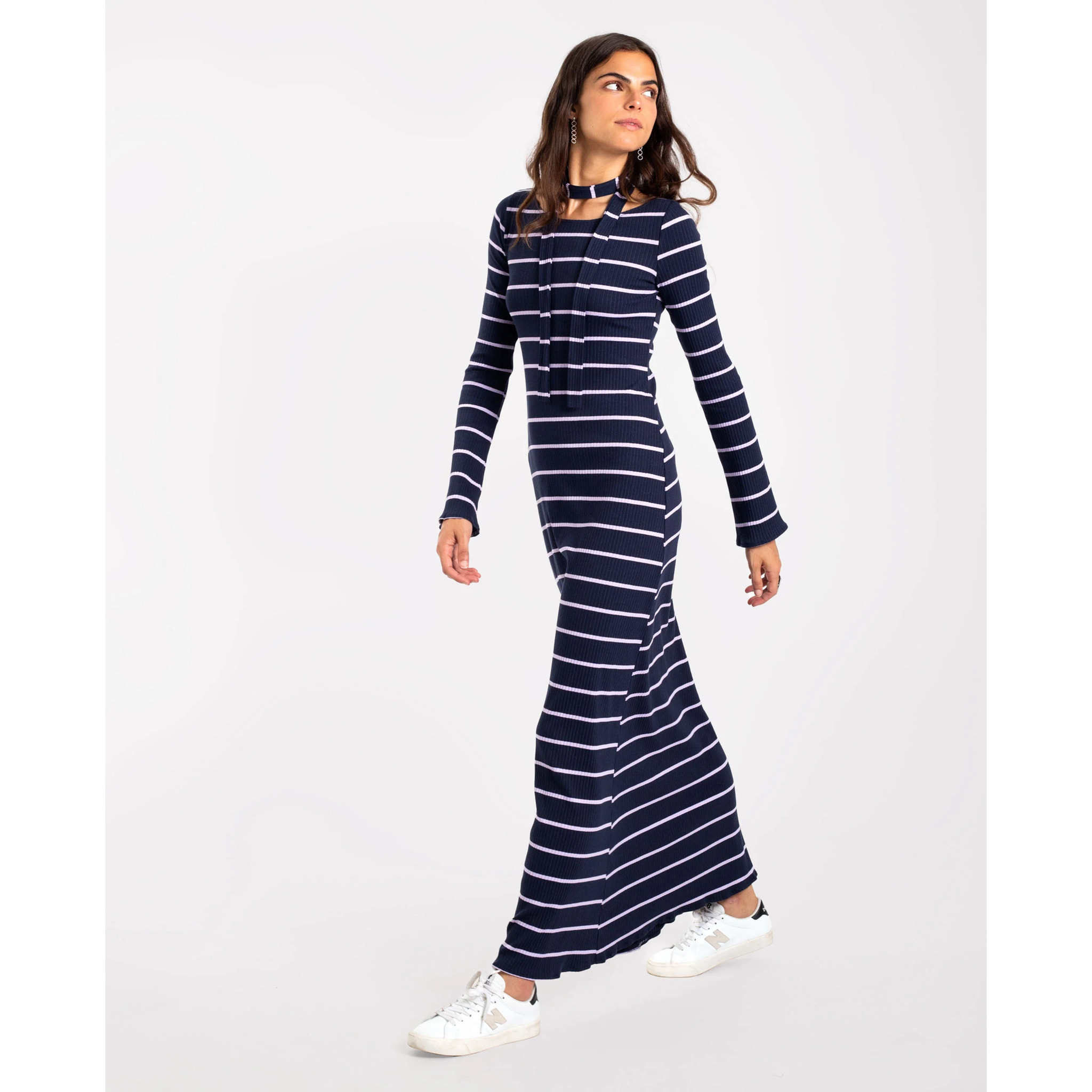 Vestido largo de punto con manga