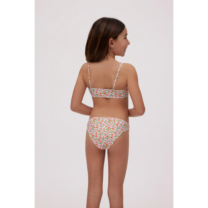 Set bikini da bambina con stampa di cuori