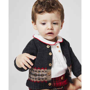 Camisa viella con cuello rojo y blanco