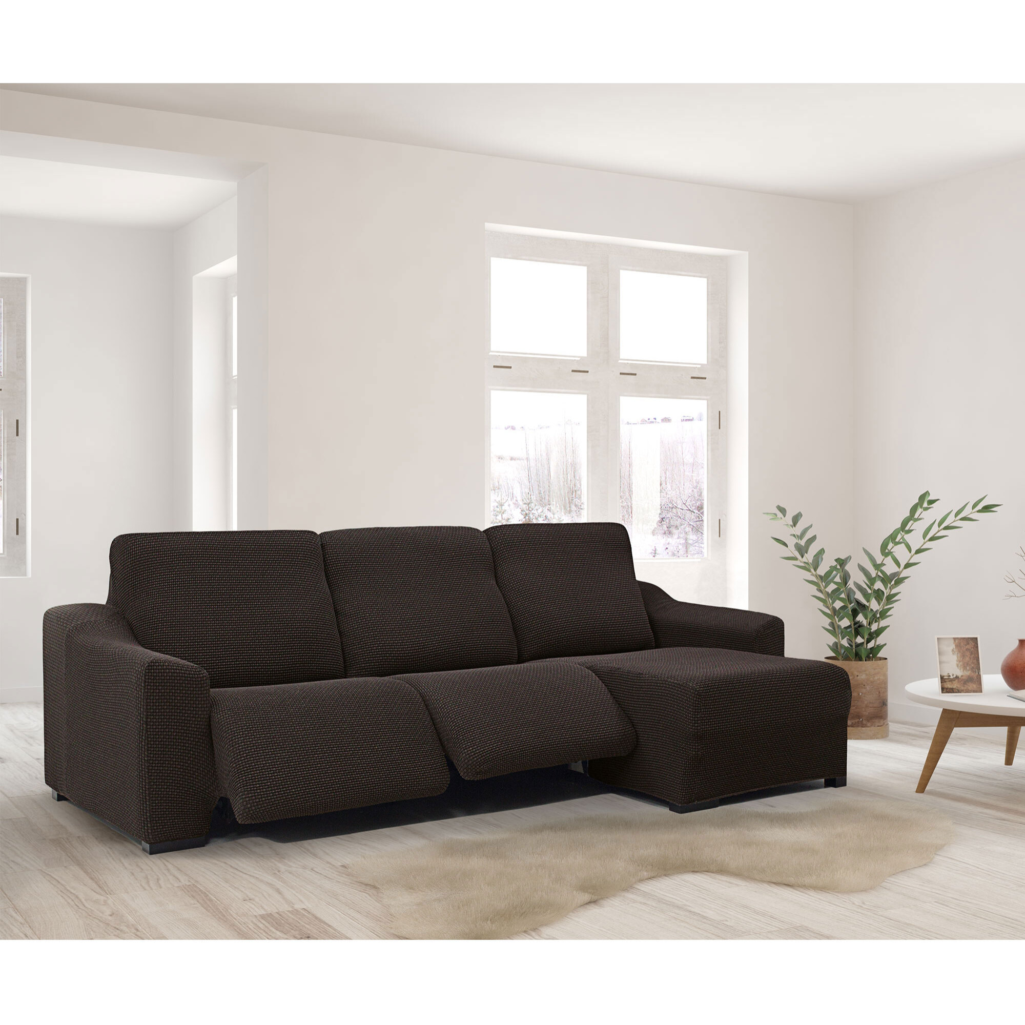 Funda para Chaise Longue derecho (visto de frente ) brazo corto SÚPER ELÁSTICA con RELAX modelo HELENA