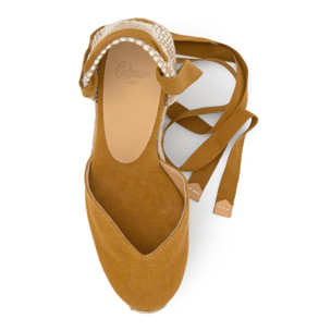 Alpargata de cuña Chiara en algodón orgánico lavado con doble plataforma