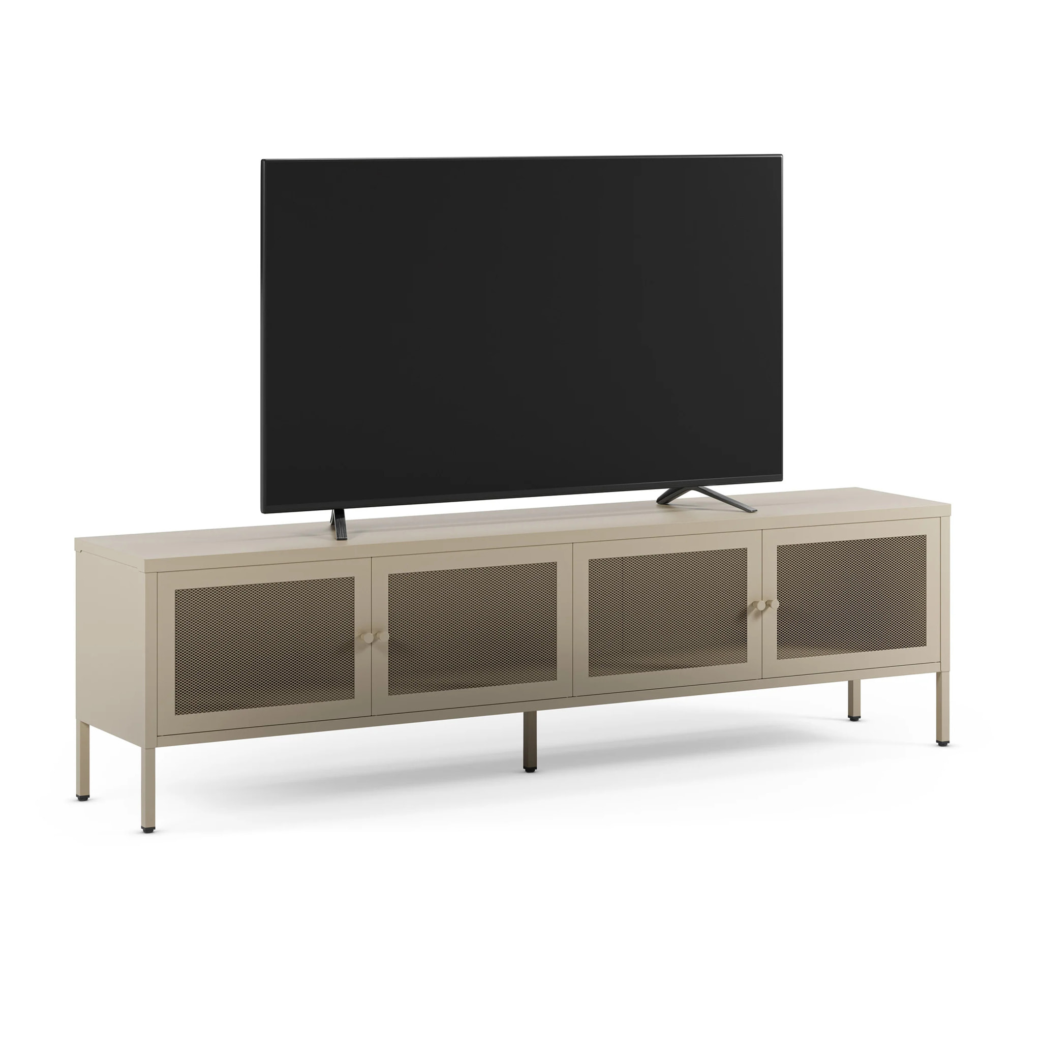 Meuble TV en métal beige 4 portes, 160 cm - Latem
