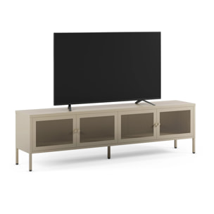 Meuble TV en métal beige 4 portes, 160 cm - Latem