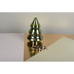 Bonbonnière sapin vert en verre 18x26cm