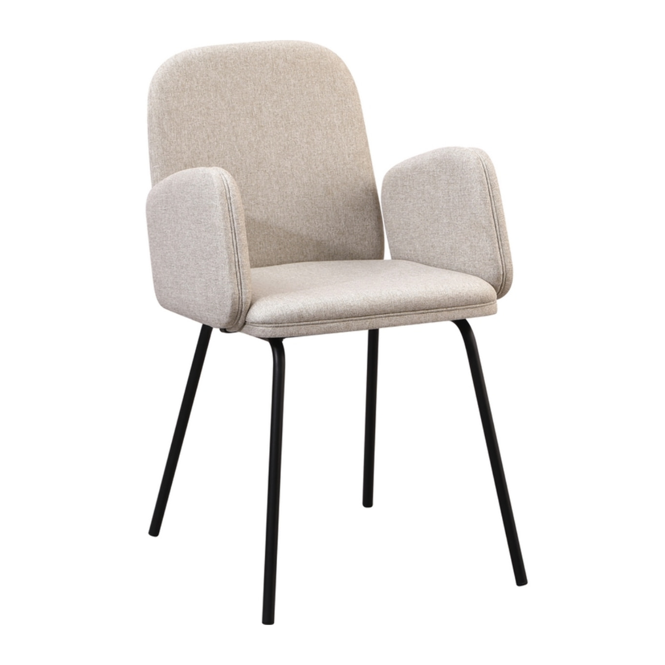 Set 2 sedie con braccioli in tessuto beige e gambe nere in metallo - Kendal