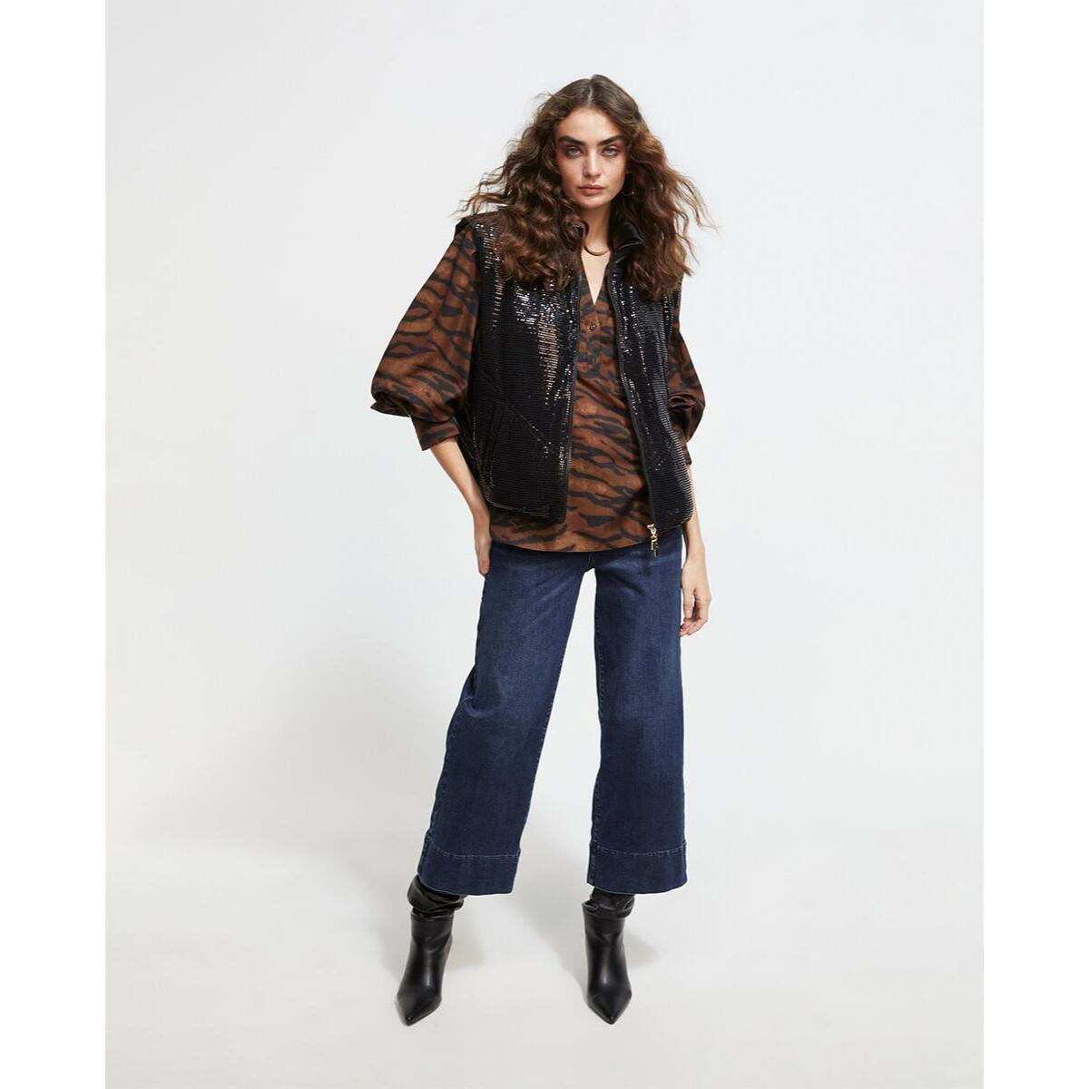 Gilet corto imbottito in finte paillettes