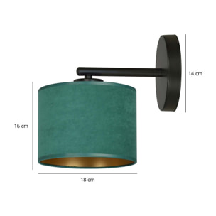 Lampada a parete Hilde in acciaio nero e tessuto vellutato verde