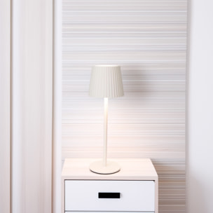 Well Home Lámpara de Mesa Blanca LED recargable con 24 luces blancas cálidas y 3 niveles de brillo Ø9x27,5cm