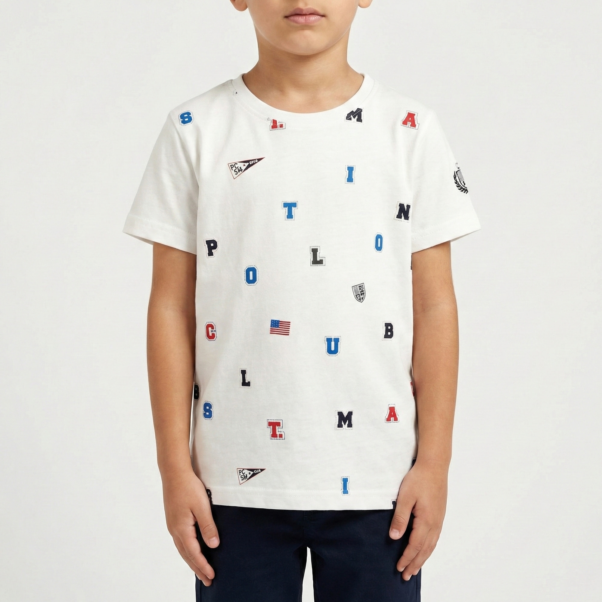 T-shirt maniche corte con stampa letterine