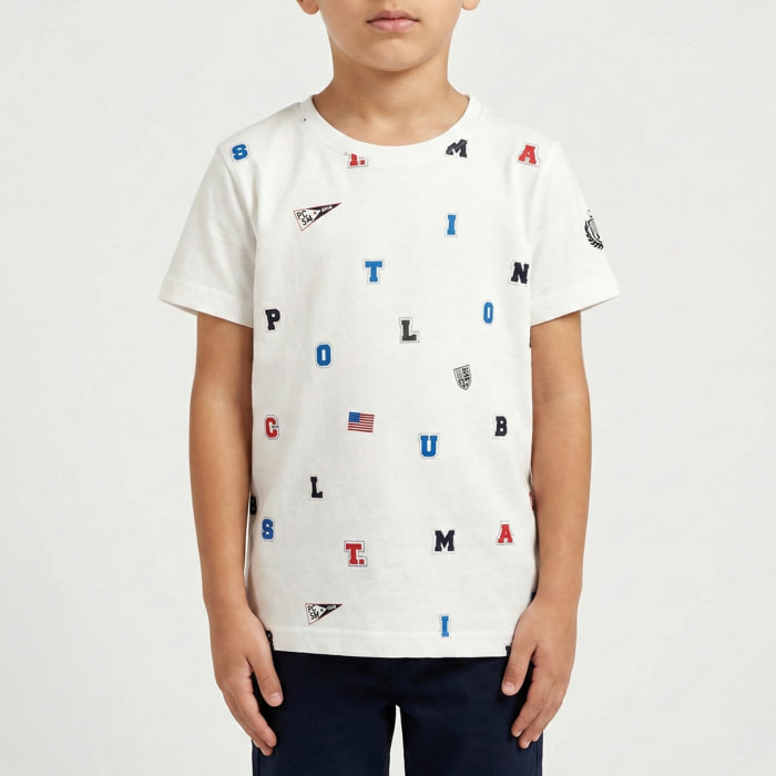 T-shirt maniche corte con stampa letterine