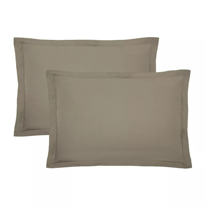 Lot de 2 taies percale de coton uni brun Olana pin
