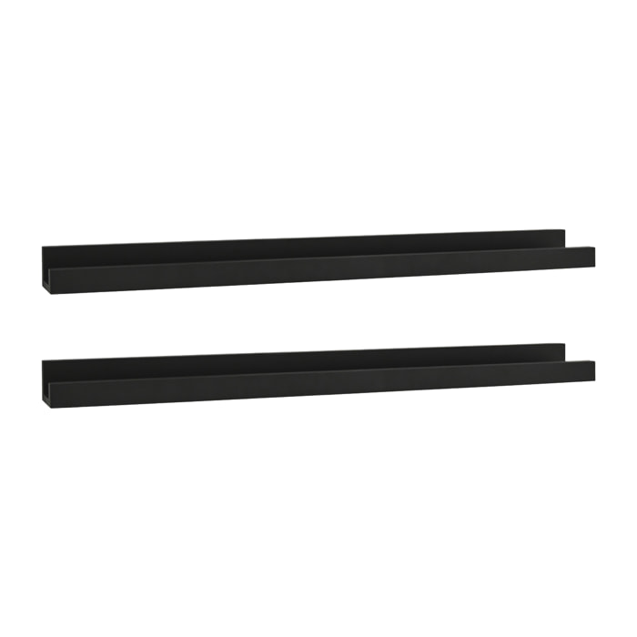 Pack 2 estantes de madera maciza flotante tono negro varias medidas