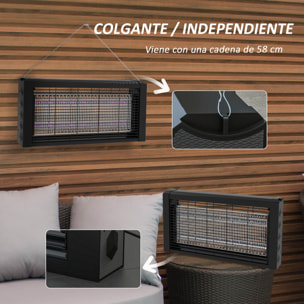 Lámpara Antimosquitos con Luces LED Mata Mosquitos Eléctrico Efecto 60 m² para Interior Dispositivo de Suspensión o Independiente 49x6x25 cm Negro