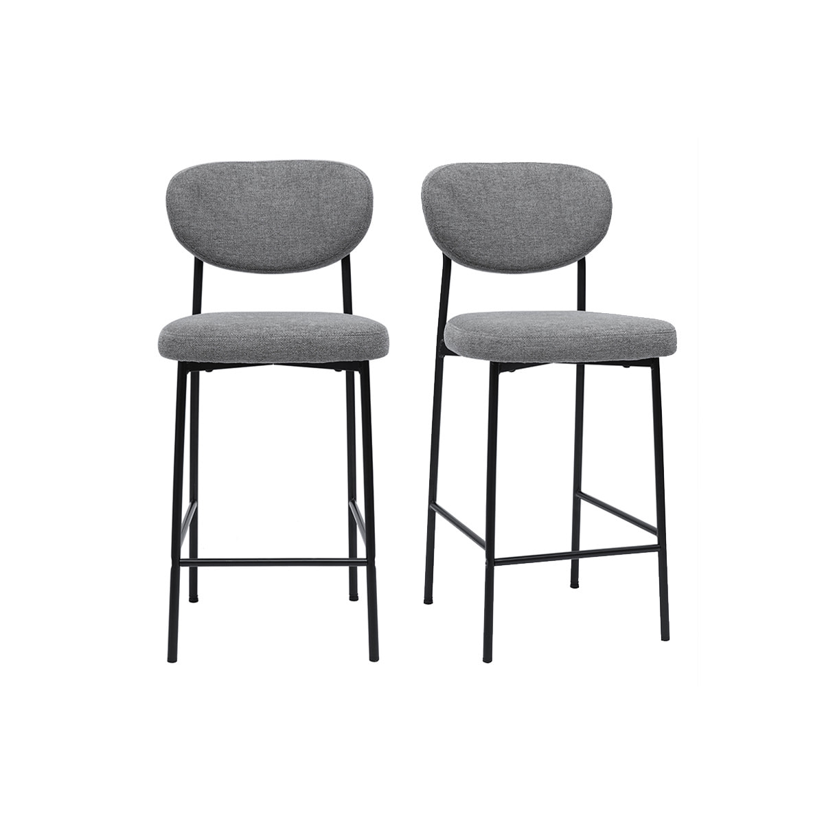 Tabourets de bar fixes en tissu effet velours texturé gris clair H65 cm (lot de 2) BREKA