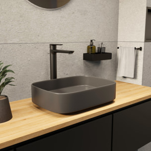 Vasque à poser rectangulaire 50 x 37,5 x 13,5 cm sans trop-plein gris mat PixL (CEPX4937GRM)