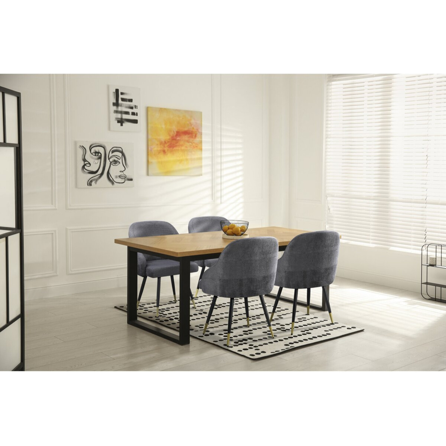 Lot de 2 chaises en tissu "Harmony" - 54 x 57 x 90 cm - Gris