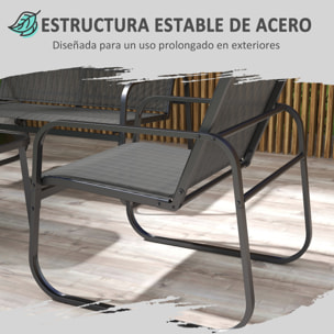 Conjunto de Muebles de Jardín Juego de 4 Piezas Muebles de Terraza con 2 Sillones 1 Sofá Exterior de 2 Plazas y Mesa de Centro con Tablero de Vidrio Templado Negro