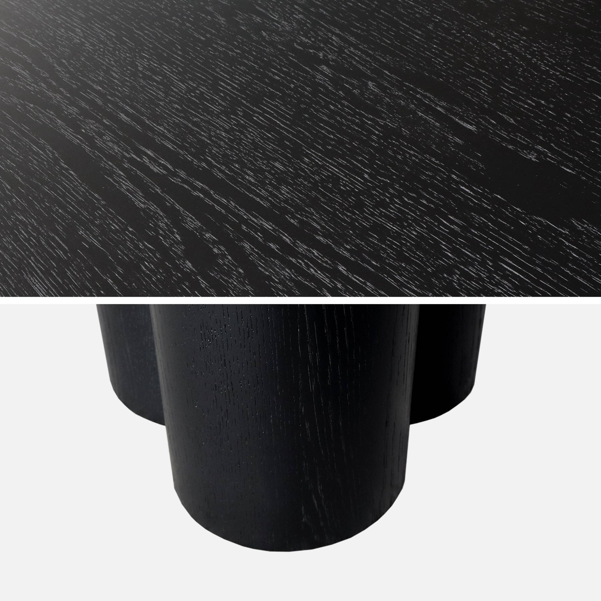 Table à manger ovale bois d'hévéa et placage chêne noir 8 places 220cm - Leonore