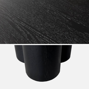 Table à manger ovale bois d'hévéa et placage chêne noir 8 places 220cm - Leonore