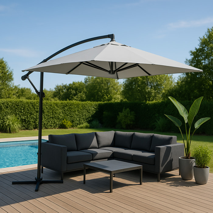 Parasol déporté rond écru CORTO