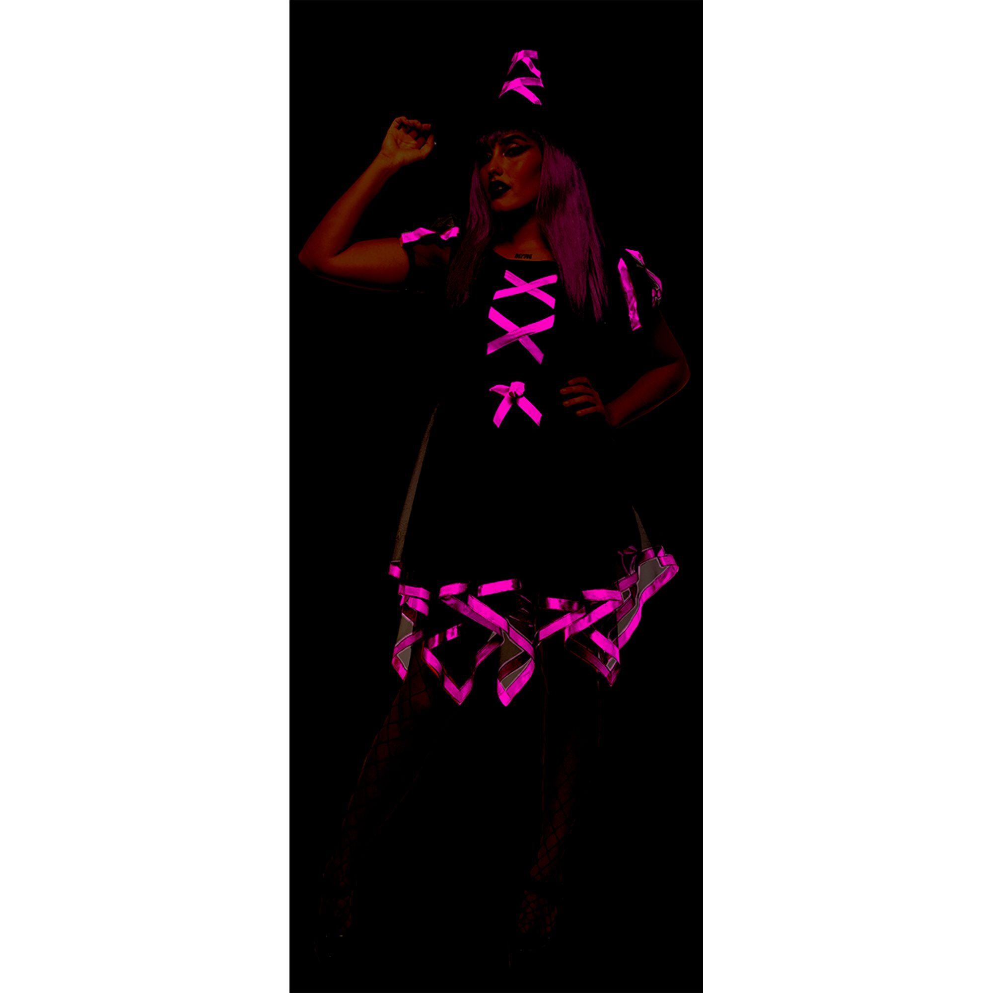 DISFRAZ BRUJA CUCA NEON ROSA AD