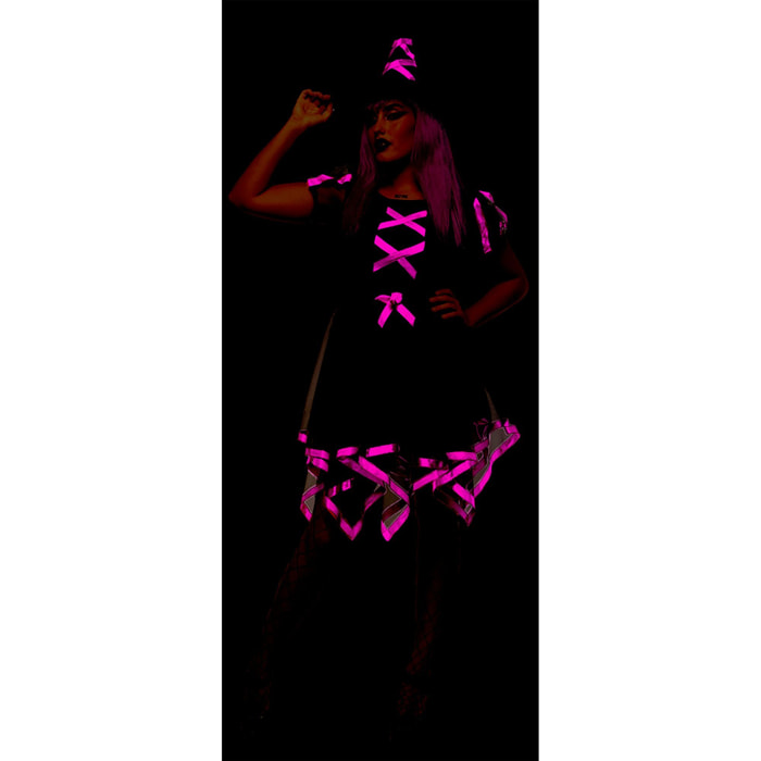 DISFRAZ BRUJA CUCA NEON ROSA AD