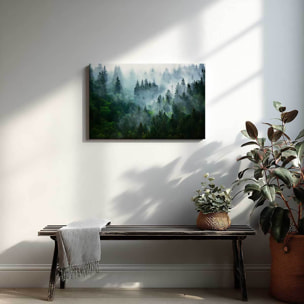 Tableau forêt brumeuse et pins majestueux Toile imprimée