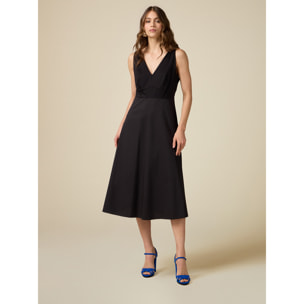 Oltre - Vestido midi bimaterial - Negro