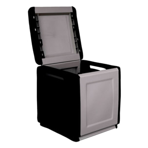 Baúl en polipropileno de 57x54x53cm - 130L color gris oscuro y negro
