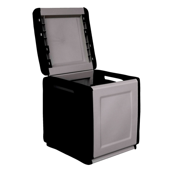 Baúl en polipropileno de 57x54x53cm - 130L color gris oscuro y negro
