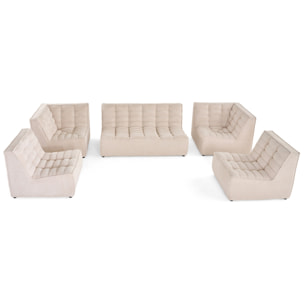 Ellie - canapé modulable panoramique 7 places en velours texturé - Beige
