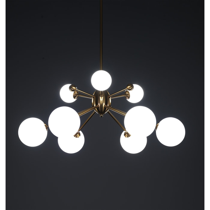 Suspension Tomasucci LUCKY, en acier et verre, blanc