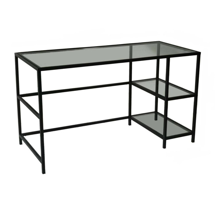 Scrivania Ameglia, Scrittoio multiuso, Tavolo per ufficio porta PC, Piano di lavoro, 130x60h75 cm, Nero