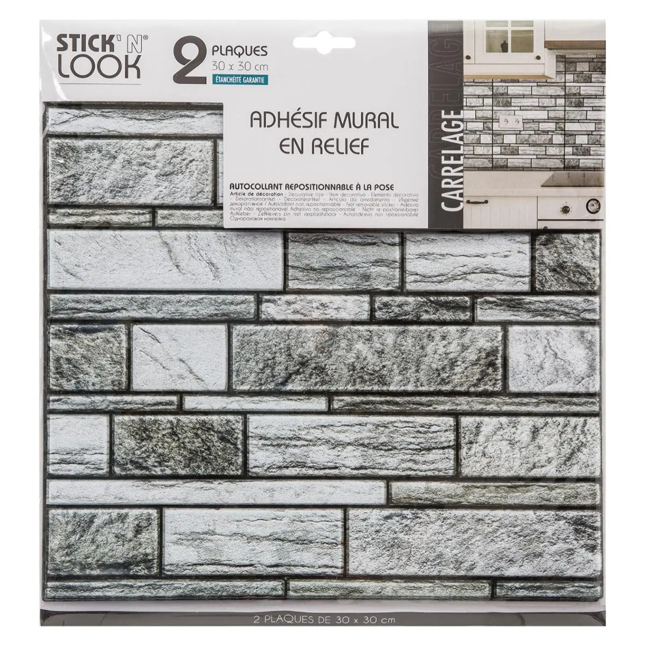 Sticker carrelage mur gris X2