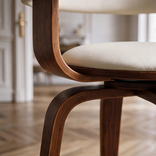 Chaise avec accoudoirs en cuir synthétique blanc - Harold