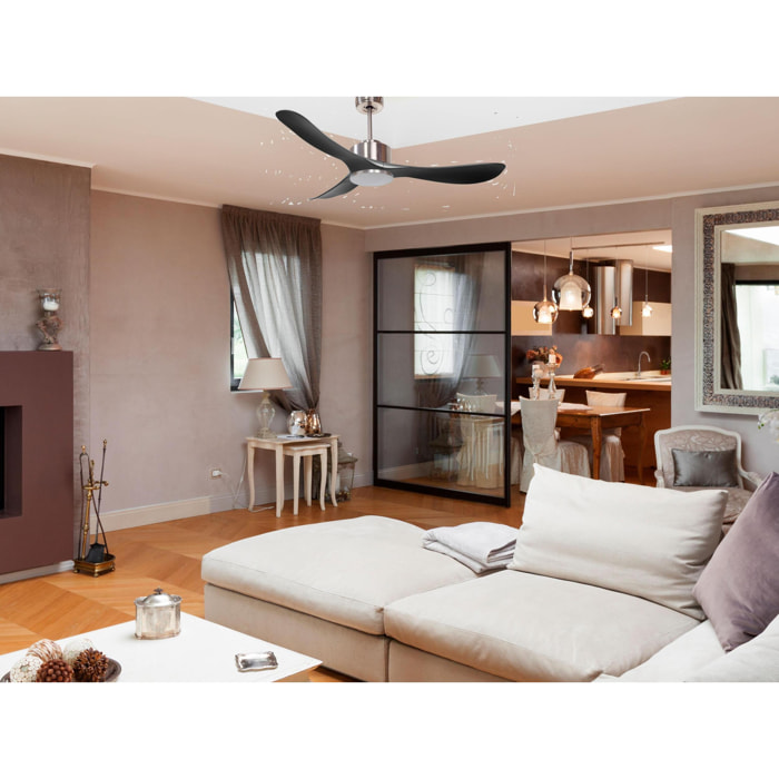 Ventilateur de plafond ø132 cm avec Wifi Réversible Hypersilence 40   W argent