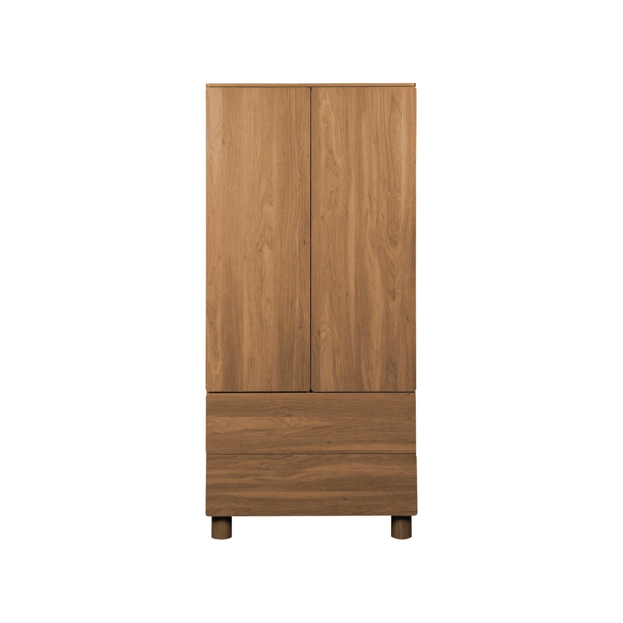 Armoire dressing décor bois 2 portes 2 tiroirs et 1 penderie AYANA