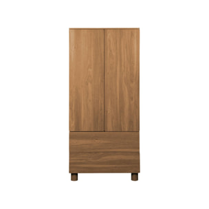 Armoire dressing décor bois 2 portes 2 tiroirs et 1 penderie AYANA