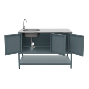 Cuisine extérieure acier avec évier L120cm NAXOS