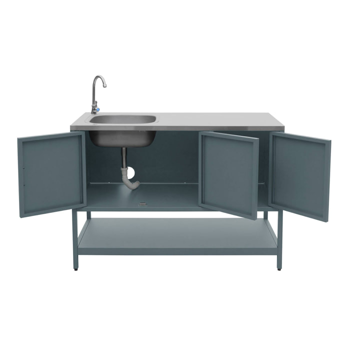 Cuisine extérieure acier avec évier L120cm NAXOS