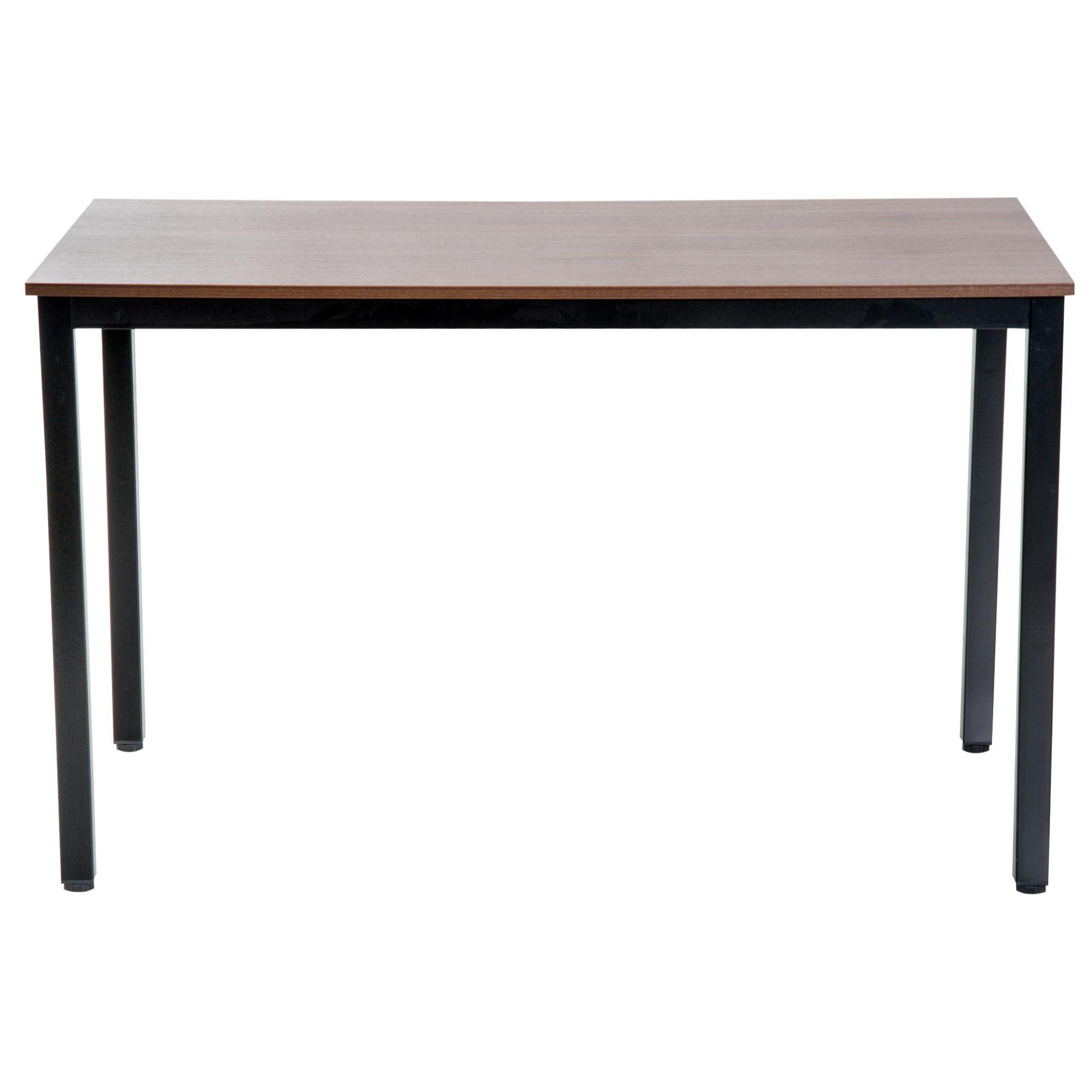 Table bureau informatique grand plateau 120L x 60l x 74H cm panneaux particules noyer métal noir