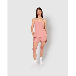 Pigiama corto mussola spalline rosa