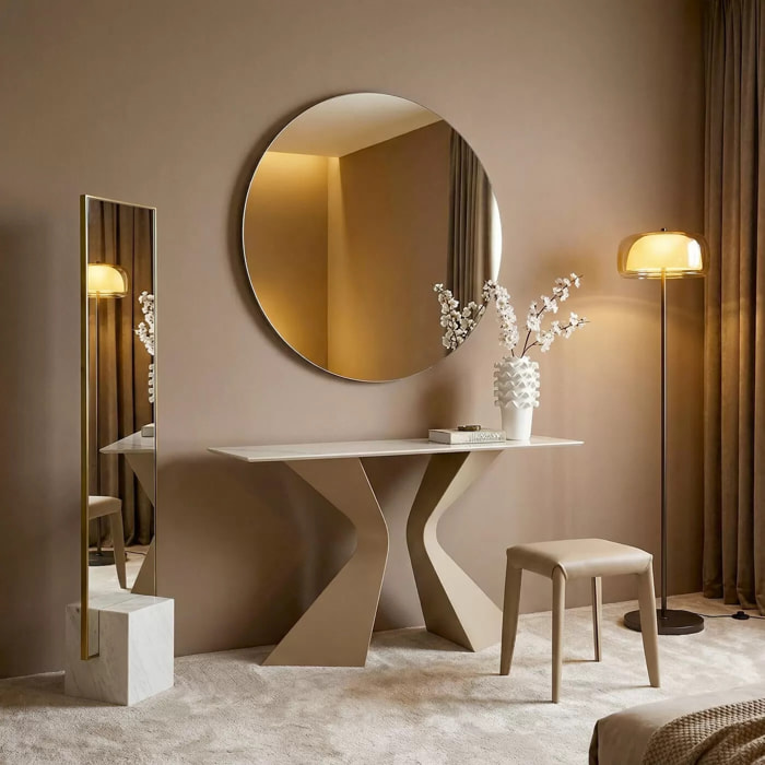 Console Gloria 140x45cm beige grès blanc Kare Design