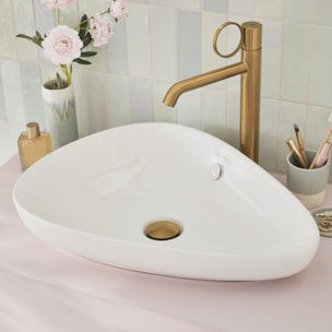 Mitigeur lavabo haut Vivienne laiton brossé avec bague laiton brossée